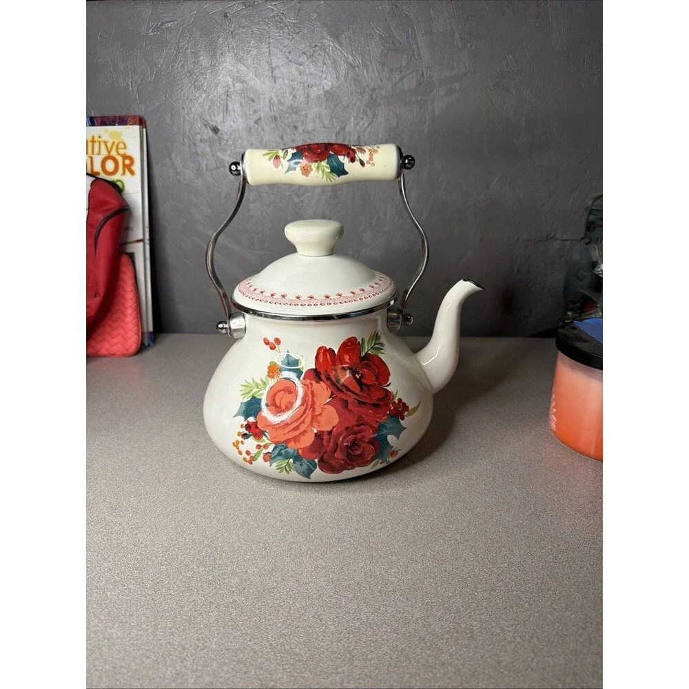 The Pioneer Woman Cheerful Rose Enamel Steel 1.9 Quart Tea Kettle (PLEASE READ)